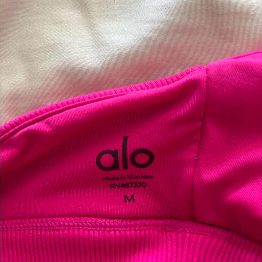 ALO Yoga Hot Pink Ribbed Sports Bra - Picture 3 of 3
